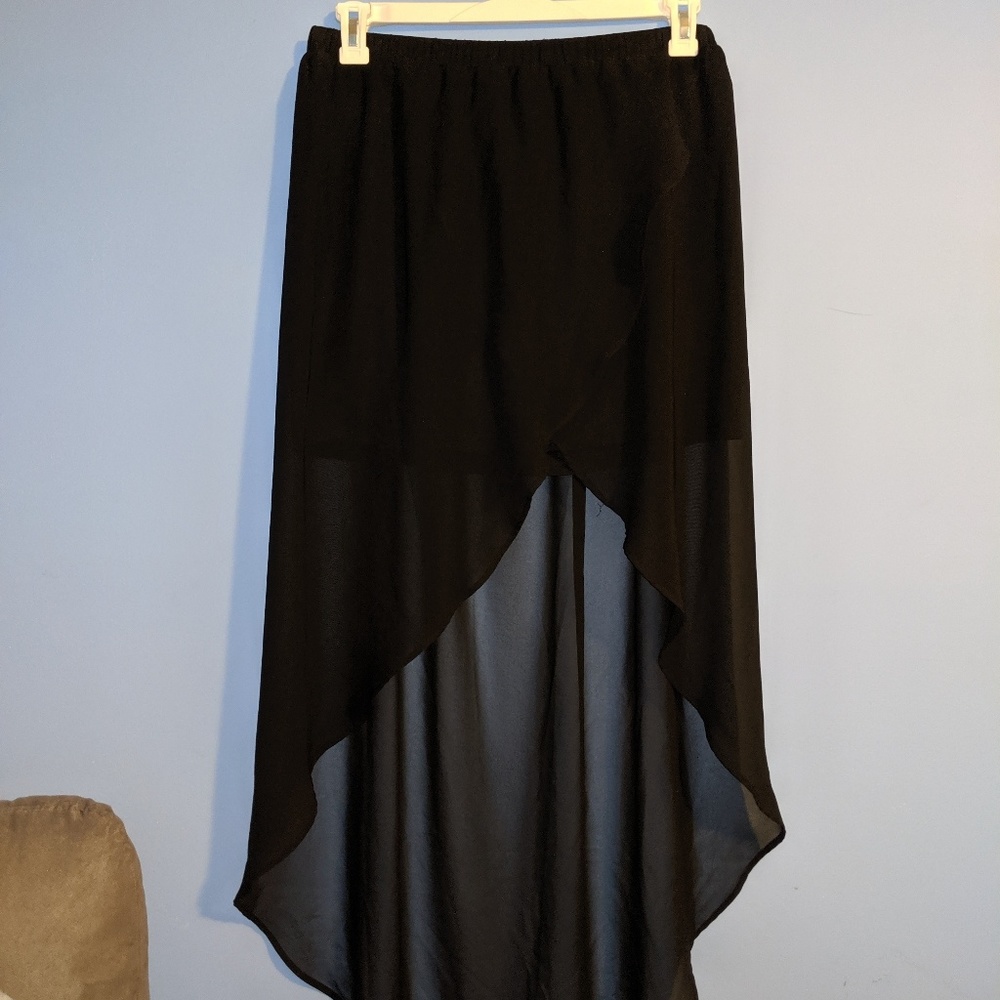 H&M Black Layered High-Low Sheer Skirt